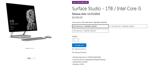 微软Surface一体机开放预订 面向专业用户对抗苹果iMac2
